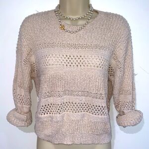 Lightweight Beach Sweater in Beige Crochet Knit